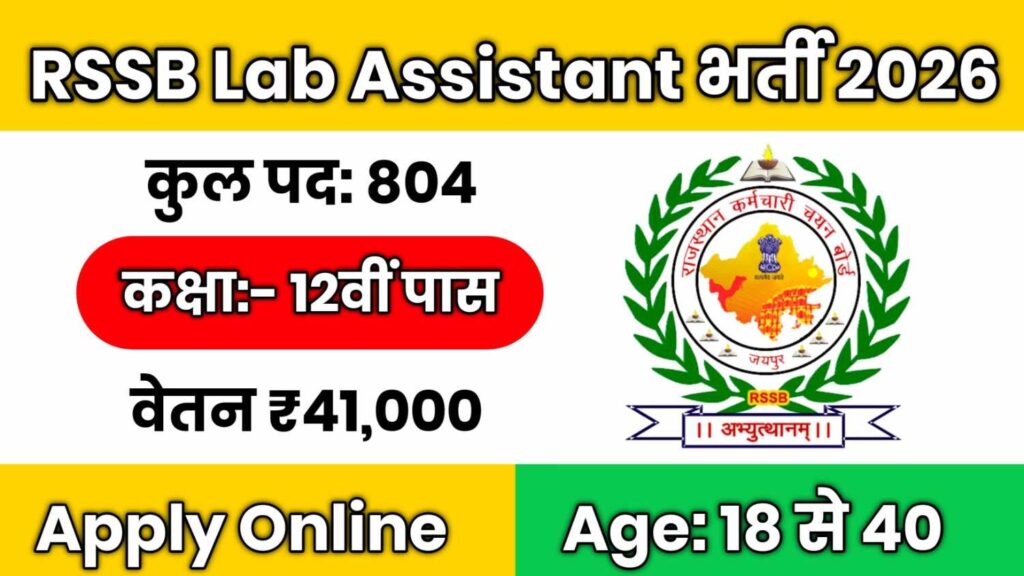 RSSB 804 Lab Assistant Vacancy 2026